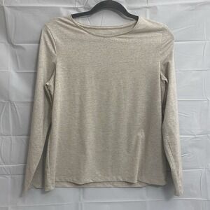 Talbots Shirt‎ Silver Gray Sz MP Sparkle Metallic Long Sleeve Rayon Blend
